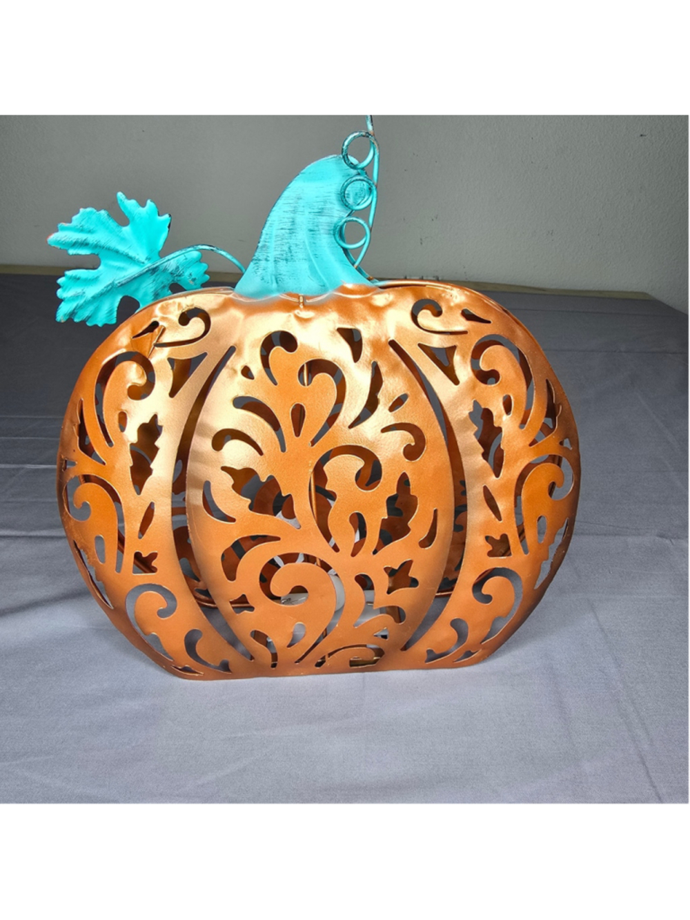 Unbranded Metal Pumpkin Holiday Decor One Size Copper and Blue